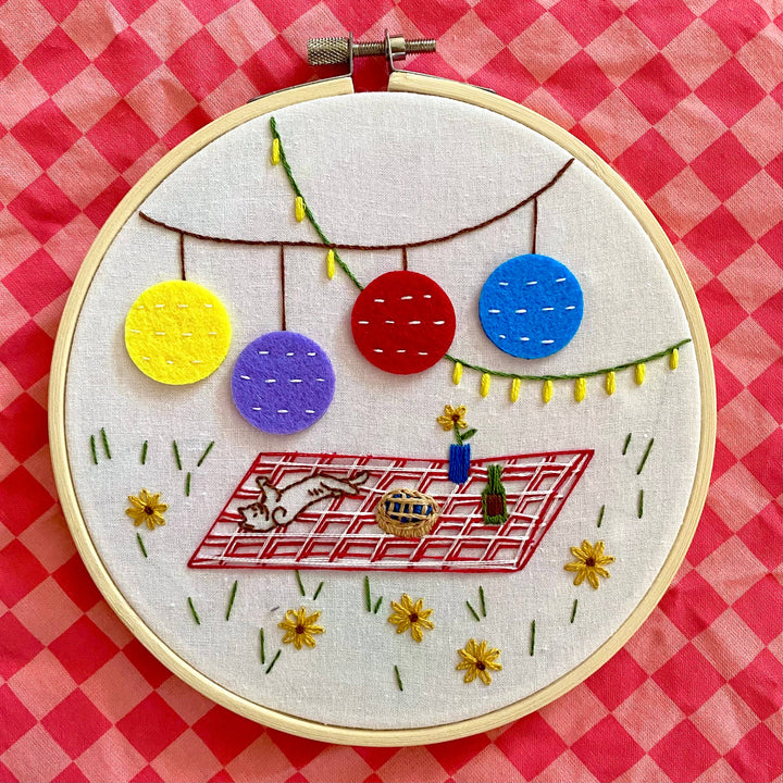 Picnic Cat Embroidery Kit