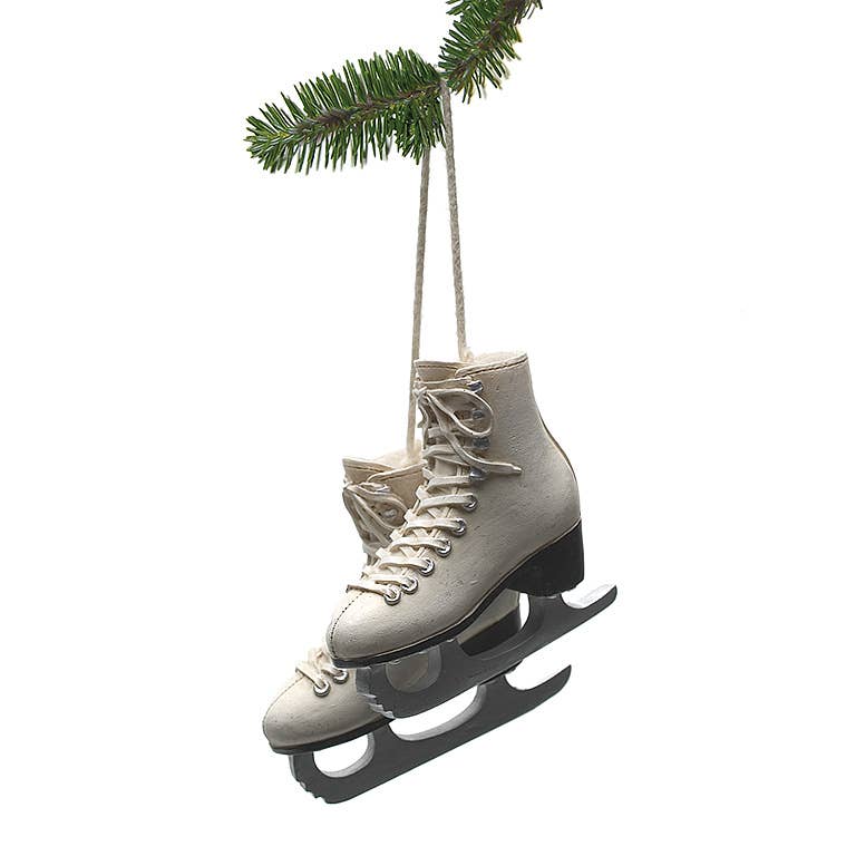 Pair Ivory Figure Skates-2.5"H
