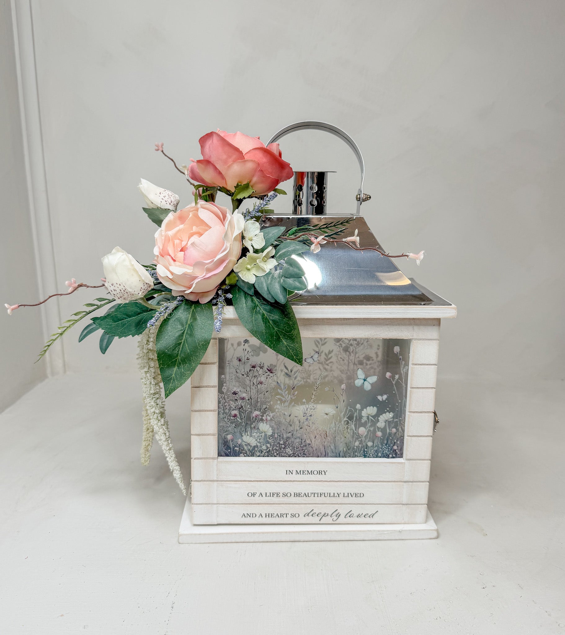 Wildflower Sympathy Lantern- Medium